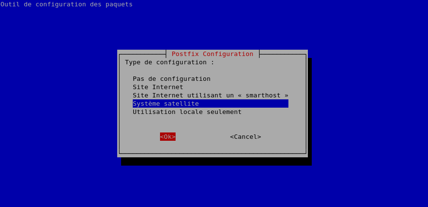 Postfix: Choix du type d'installation