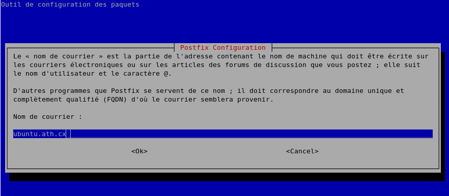 Postfix: Choix du nom du serveur